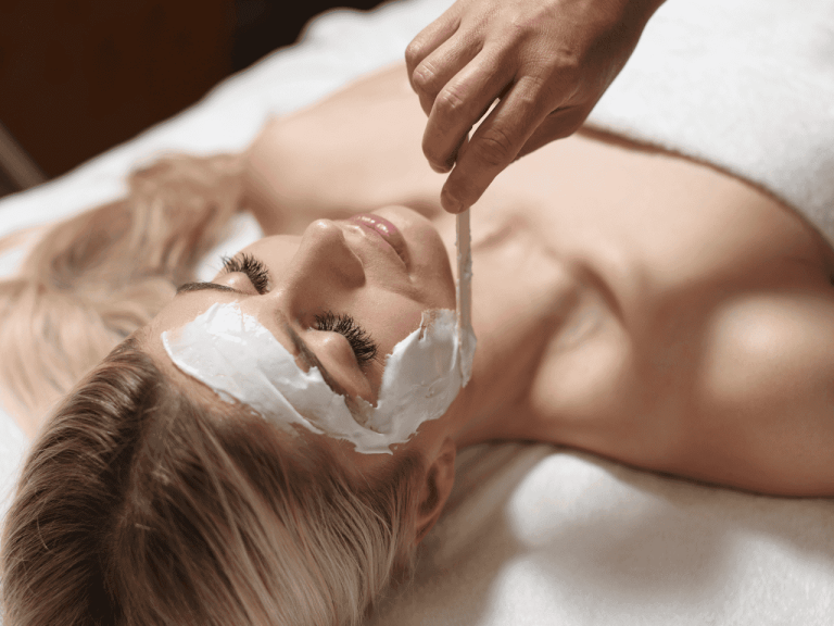 Facial mask being applied during a spa treatment at Cloud Twelve in Notting Hill, London